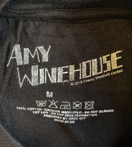 Amy Winehouse T Shirt Rebel Logo Back to Noir Nouveau Officiel Homme 