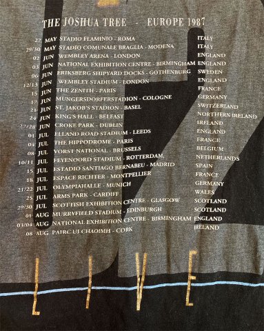 U2 - The Joshua Tree (Europe 1987) T-shirt (Vintage Used Clothing) - Bear's  Choice Web Shop