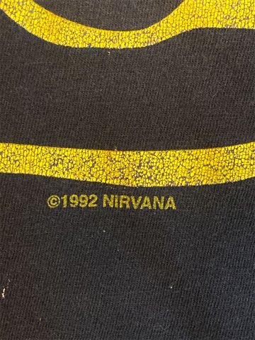 Nirvana - Original Smiley Logo 1992 T-shirt on Black (Vintage Used