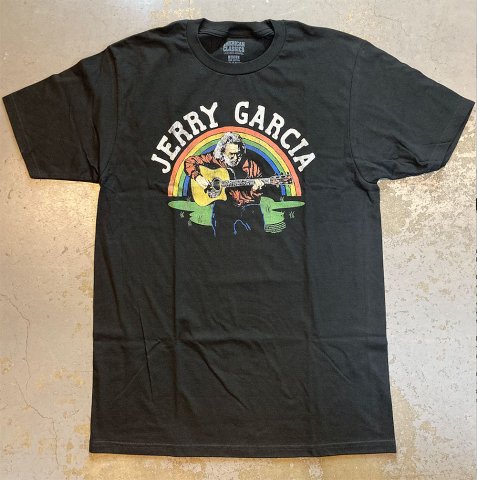 Jerry Garcia - JERRY u0026 RAINBOW Vintage Style T-shirt on Black - Bear's  Choice Web Shop