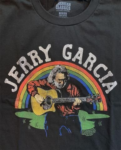 Jerry Garcia - JERRY & RAINBOW Vintage Style T-shirt on Jerry Garcia - JERRY & RAINBOW Vintage Style T-shirt on