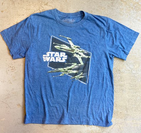 Star Wars - T-65 X-wing Starfighter T-shirt on Blue (Vintage Used Clothing)  - Bear's Choice Web Shop