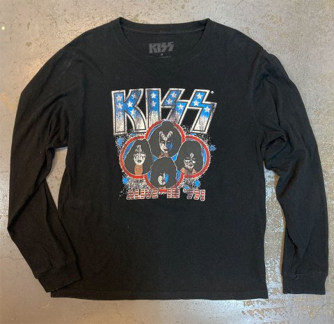 KISS - ALIVE IN '77! Long Sleeve T-shirt on Black (Vintage Used