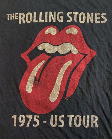 The Rolling Stones - '1975 US Tour' T-shirt on Black (Vintage Used