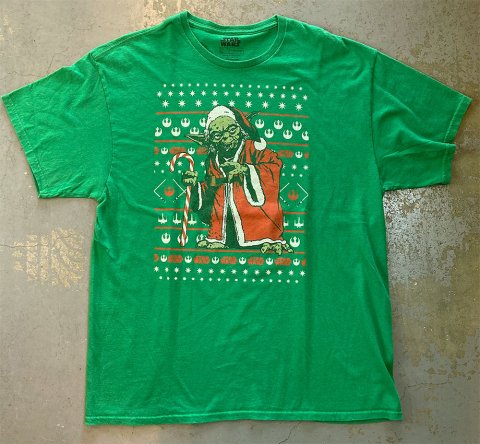 Star Wars - 'Santa Yoda' Jedi Christmas T-shirt on Green (Vintage