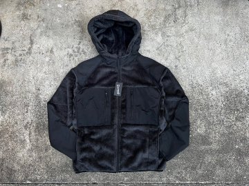 UNCROWD [ MILITARY FLEECE HOODIE ] BLACK