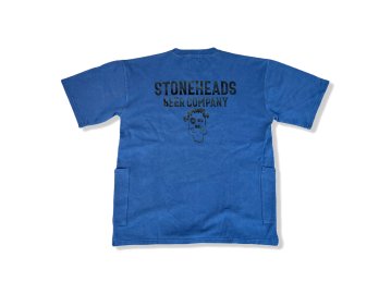 STONEHEADS BEER COMPANY [ PIQUE W POCKET TEE ] BLUE GRAY