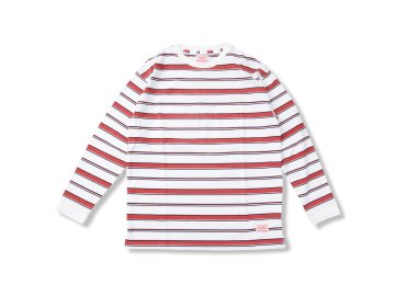 BIG MIKE [ SUNGLASSES POCKET BODER L/S TEE ] WHITE x RED