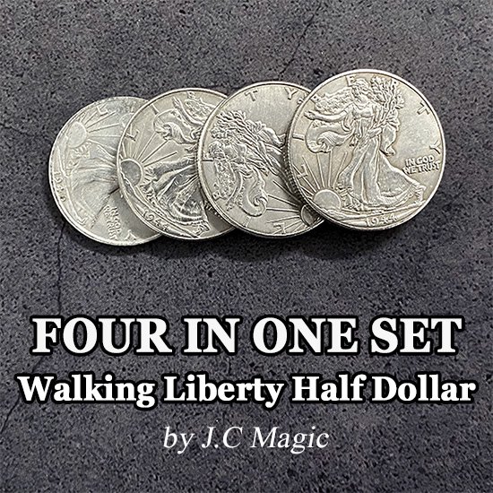 フォーインワン・ウォーキングリバティレプリカコインセット　Four in One Walking Liberty Half Dollar Set -  手品屋