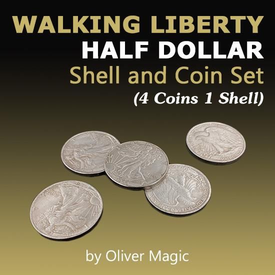 ウォーキングリバティ・レプリカコインu0026シェルセットWalking Liberty Half Dollar Shell and Coin Set (4  Coins 1 Shell) - 手品屋