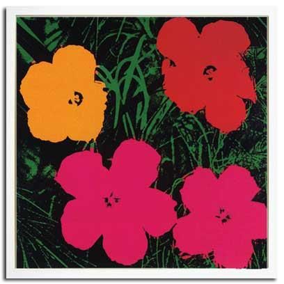 ポップアート 名画 アンディ ウォーホル 花 赤 黄色 ピンク2輪 1967 ５lサイズ 絵画や壁掛け販売 日本唯一の風景専門店 R あゆわら