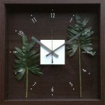 【時計】デザイン クロック リーフ フィロデンドロン クッカバラ