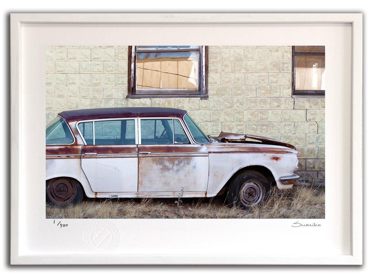 【版画 絵画】オールドカー オン ルート66(スミコ スコット)/インテリア 壁掛け 額入り アート アートパネル アートフレーム