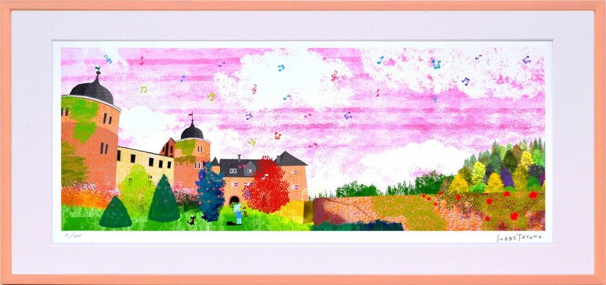 【絵画】はりたつお 秋空のサバブルク城(L)