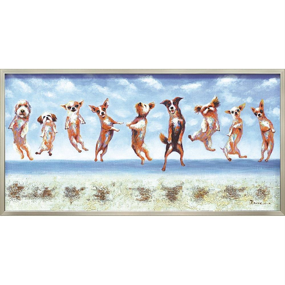 【絵画 油絵】オイル ペイント アート「ジャンピング ドッグス」
