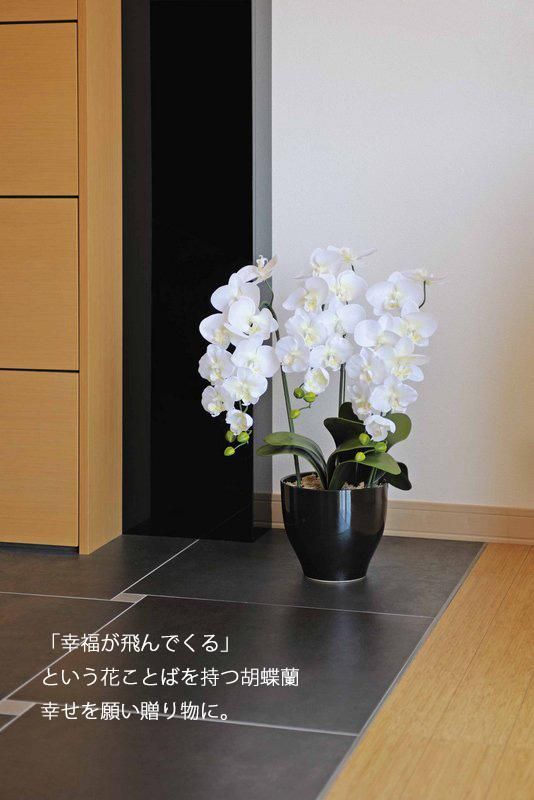 日本製◇アートフラワー 造花 フレッシュ胡蝶蘭 ５本立Ｗ 高さ72cm-