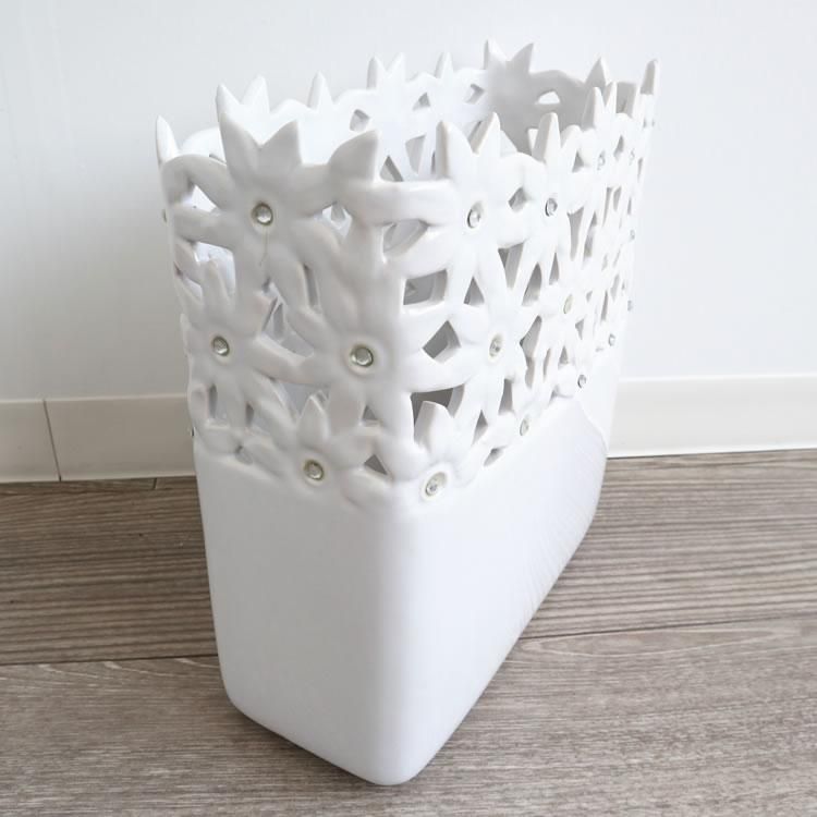 【花瓶】モダンテイスト 陶器フラワーベースL(花瓶) ホワイト インテリア 壁掛け アート モダン おしゃれ シンプル モダン アジアン アンティーク
