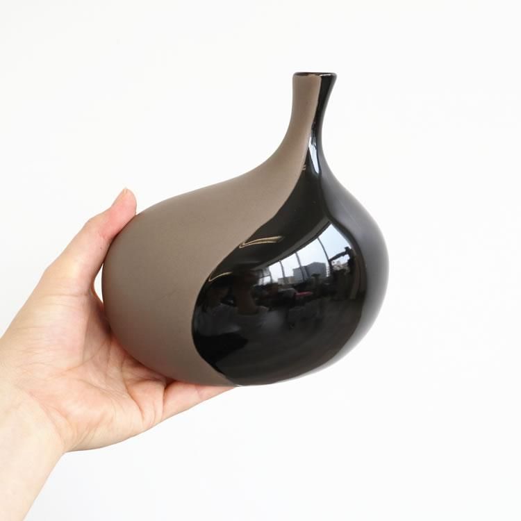 【花瓶】モダンテイスト 陶器フラワーベース(花瓶) ブラック&グレー インテリア 壁掛け アート モダン おしゃれ シンプル モダン アジアン アンティーク