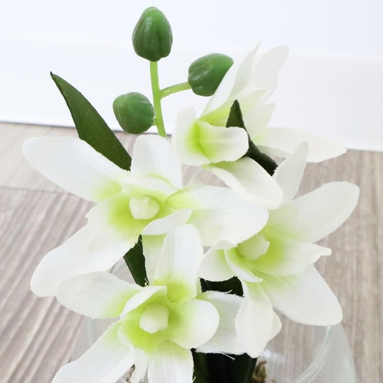 【造花】モダンテイスト ガラス花瓶 グラスアート ホワイト&ライトグリーン(造花付き) インテリア 壁掛け アート モダン おしゃれ シンプル モダン アジアン アンティーク