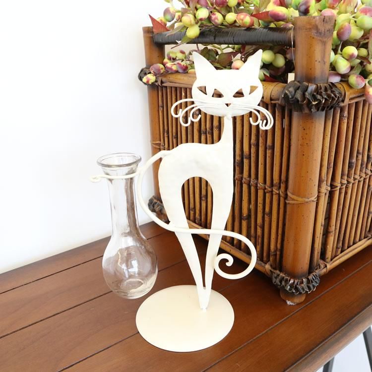 【花瓶】販促品、ノベルティーにも♪ 一輪挿し フラワーベース ネコ 白 インテリア 壁掛け アート モダン おしゃれ シンプル モダン アジアン アンティーク