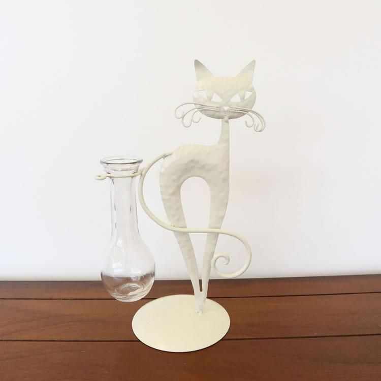 【花瓶】販促品、ノベルティーにも♪ 一輪挿し フラワーベース ネコ 白 インテリア 壁掛け アート モダン おしゃれ シンプル モダン アジアン アンティーク