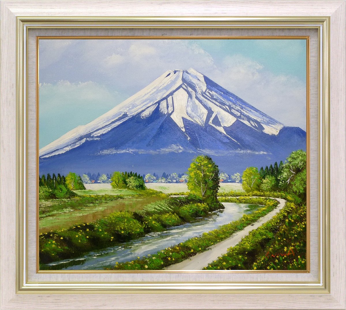 風景画「妙高高原（五月）」F10 油絵 絵画