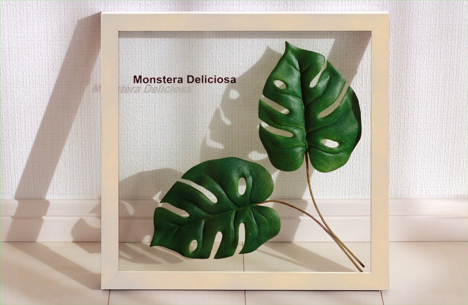 《リーフパネル》Forest Deco Monstera Deliciosa2(モンステラ デリシオサ)ホワイトフレーム -  絵画や壁掛け販売｜日本唯一の風景専門店(R)あゆわら