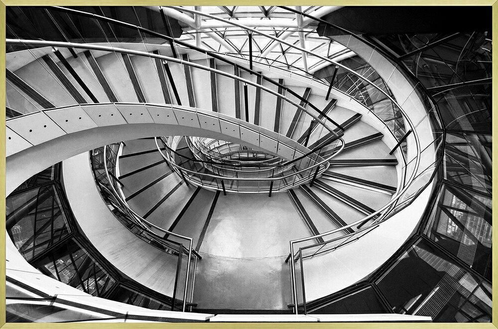 《アートフレーム》クラシック モノトーン フォトグラフィー 螺旋階段1 (CLASSIC B&W PHOTOGRAPHY Spiral Staircase 1)