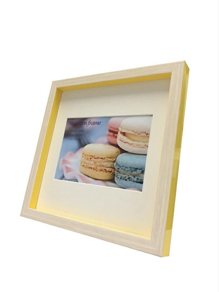 《フォトフレーム》マカロンフレームI イエロー 200x200mm ハガキサイズマット付(Macaron frame Yellow)(ゆうパケット)