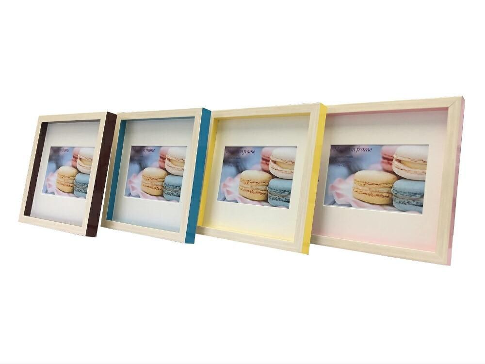 《フォトフレーム》マカロンフレームI イエロー 200x200mm ハガキサイズマット付(Macaron frame Yellow)(ゆうパケット)