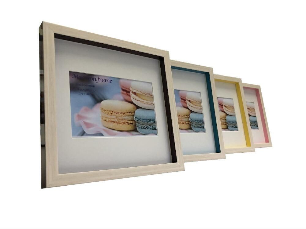 《フォトフレーム》マカロンフレームI イエロー 200x200mm ハガキサイズマット付(Macaron frame Yellow)(ゆうパケット)