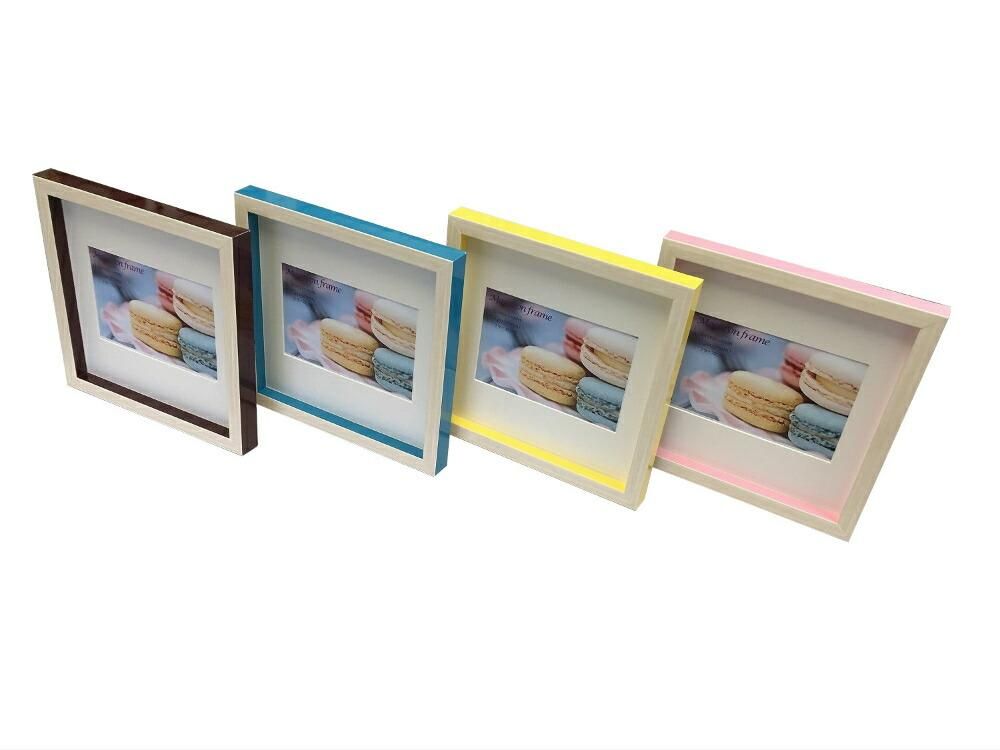 《フォトフレーム》マカロンフレームI イエロー 200x200mm ハガキサイズマット付(Macaron frame Yellow)(ゆうパケット)