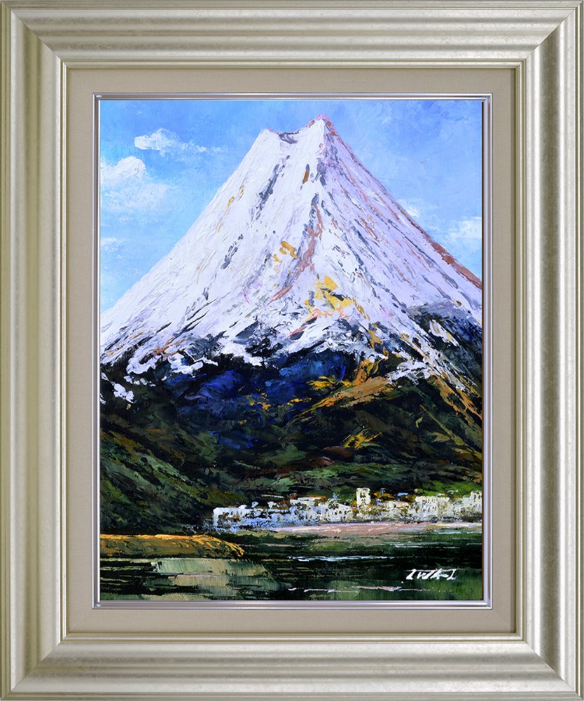 富士山絵画 油絵 油彩 風景画 紅葉本栖湖からの富士山 F6 WG241 新年初 