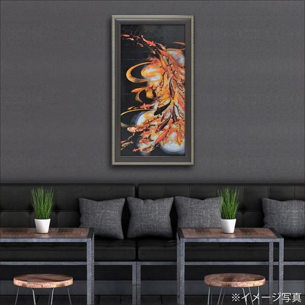 絵画 リリー グリーンウッド「コイ オン ブラック」/インテリア 魚 動物 壁掛け 額入り 油絵 ポスター アート アートパネル リビング 玄関 プレゼント モダン アートフレーム おしゃれ 飾る