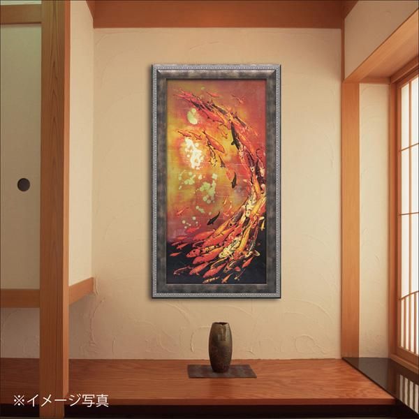 絵画 リリー グリーンウッド「コイ オン バイオレット」/インテリア 魚 動物 壁掛け 額入り 油絵 ポスター アート アートパネル リビング 玄関 プレゼント モダン アートフレーム おしゃれ 飾る