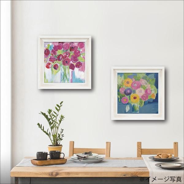 絵画 ファリダ ザマン「ジョイフル チューリップ」/額入り 絵画 絵 壁掛け アート リビング 玄関 トイレ インテリア かわいい 壁飾り 癒やし プレゼント ギフト アートパネル ポスター