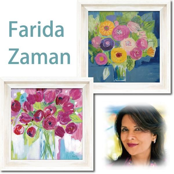 絵画 ファリダ ザマン「ハッピー ブーケ」/額入り 絵画 絵 壁掛け アート リビング 玄関 トイレ インテリア かわいい 壁飾り 癒やし プレゼント ギフト アートパネル ポスター