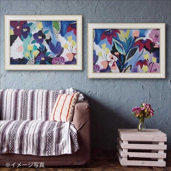 絵画 ジョアン エラン デイビス「ハッピー フラワー バー2」/インテリア 壁掛け 額入り 油絵 ポスター アート アートパネル リビング 玄関 プレゼント モダン アートフレーム おしゃれ 飾る