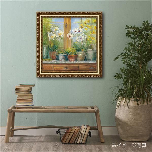 絵画 キャロル ローワン「ガーデナー テーブル オーキッド」/インテリア 壁掛け 額入り 油絵 ポスター アート アートパネル リビング 玄関 プレゼント モダン アートフレーム おしゃれ 飾る
