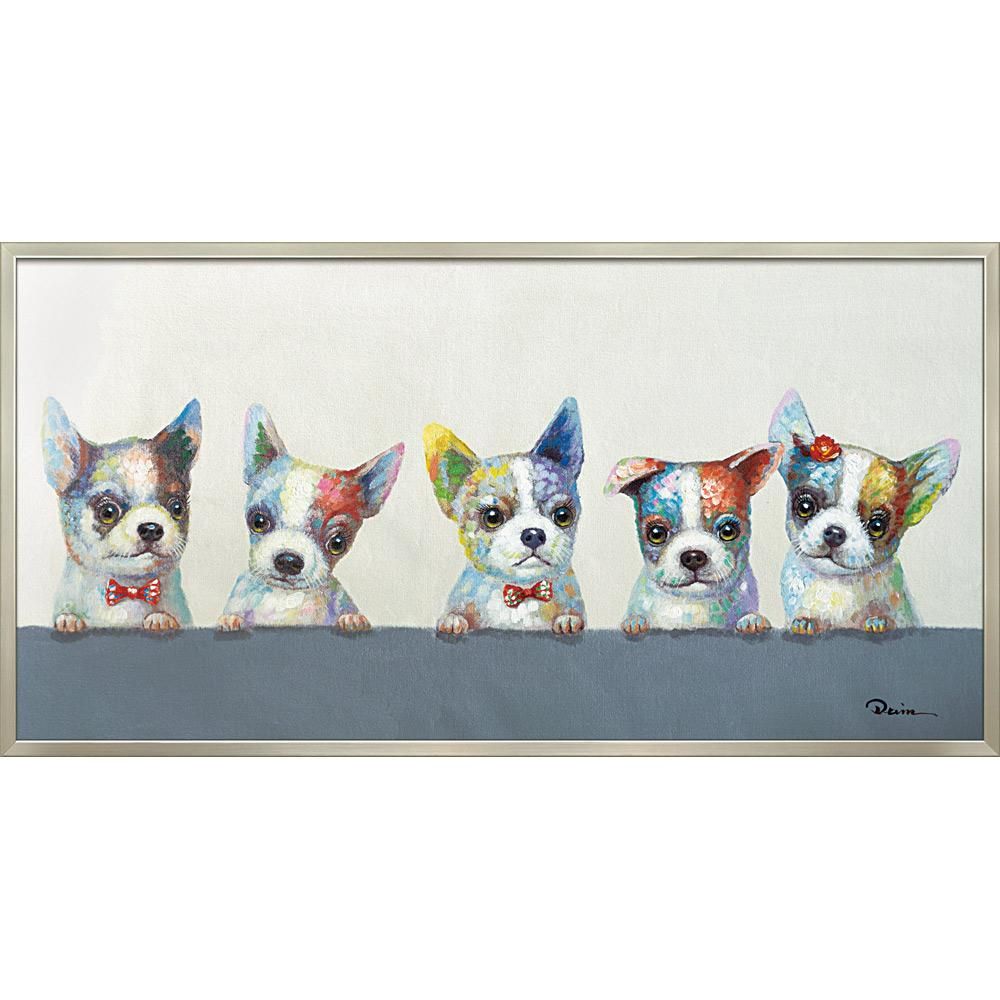 絵画 オイル ペイント アート「カラフル ウェルプ」/インテリア 犬 壁掛け 額入り 油絵 ポスター アート アートパネル リビング 玄関 プレゼント モダン アートフレーム おしゃれ 飾る