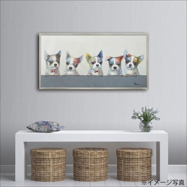 絵画 オイル ペイント アート「カラフル ウェルプ」/インテリア 犬 壁掛け 額入り 油絵 ポスター アート アートパネル リビング 玄関 プレゼント モダン アートフレーム おしゃれ 飾る