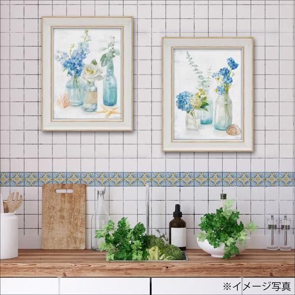 絵画 ゆうパケット ミニゲル アートフレーム ダンフイ ナイ「ビーチ コテージ フローラル2」/額入り 壁掛け