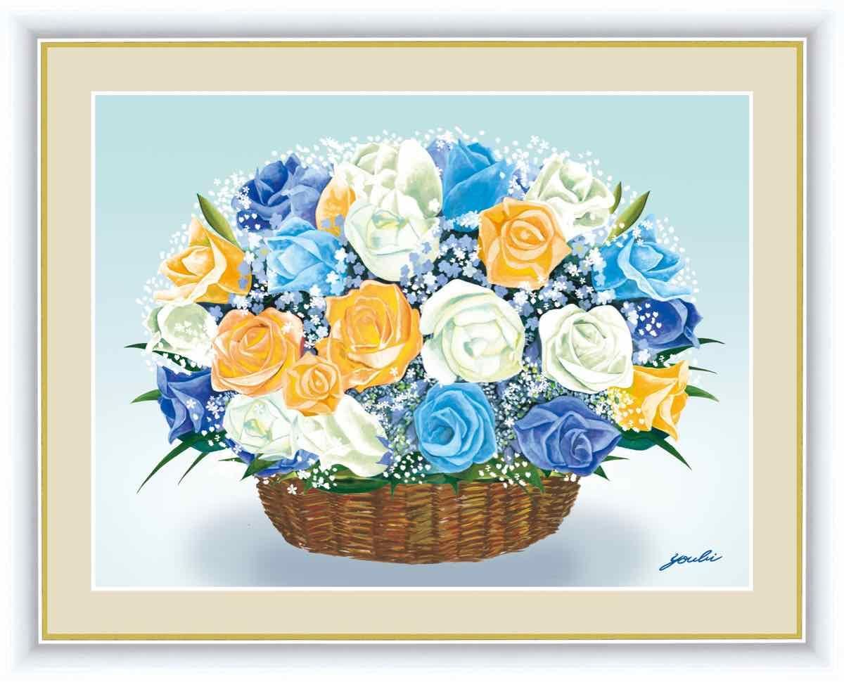 絵画 しあわせのブーケ バラのブーケ 洋美 手彩仕上 高精細巧芸画 Mサイズ