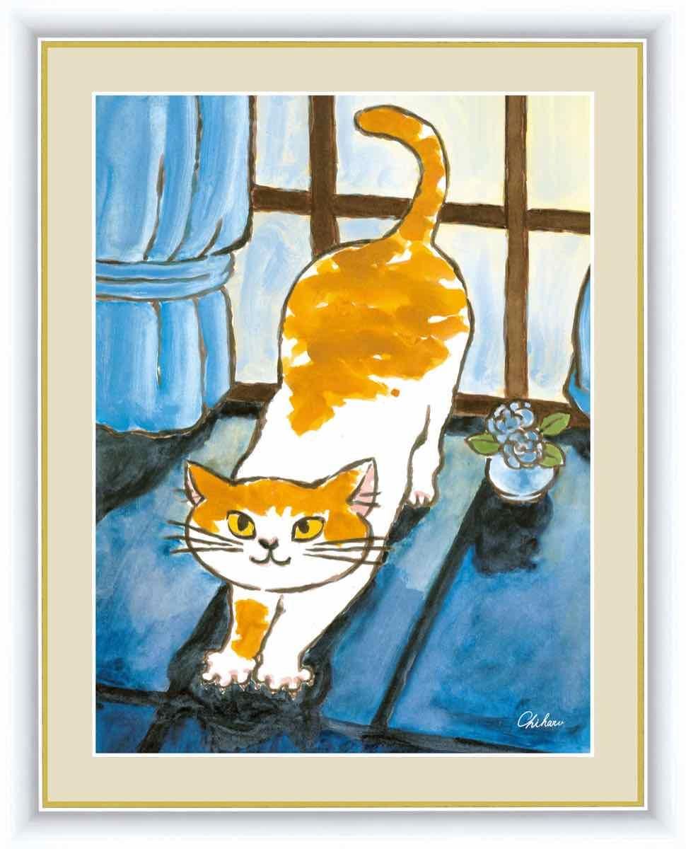 絵画 しあわせのねこ 朝焼けのねこ 千春 手彩仕上 高精細巧芸画 ゆうパケット Sサイズ