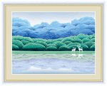 絵画 森と湖のある風景 湖畔清涼(こはんせいりょう) 竹内 凛子 手彩仕上 高精細巧芸画 Mサイズ