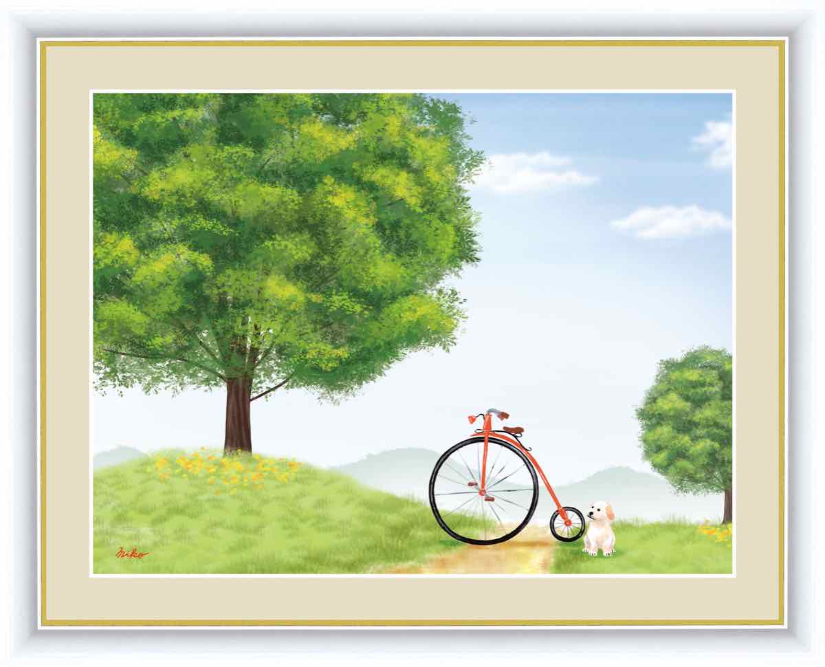 絵画 大きな木の風景 けやきの木 鈴木 みこと 手彩仕上 高精細巧芸画 L