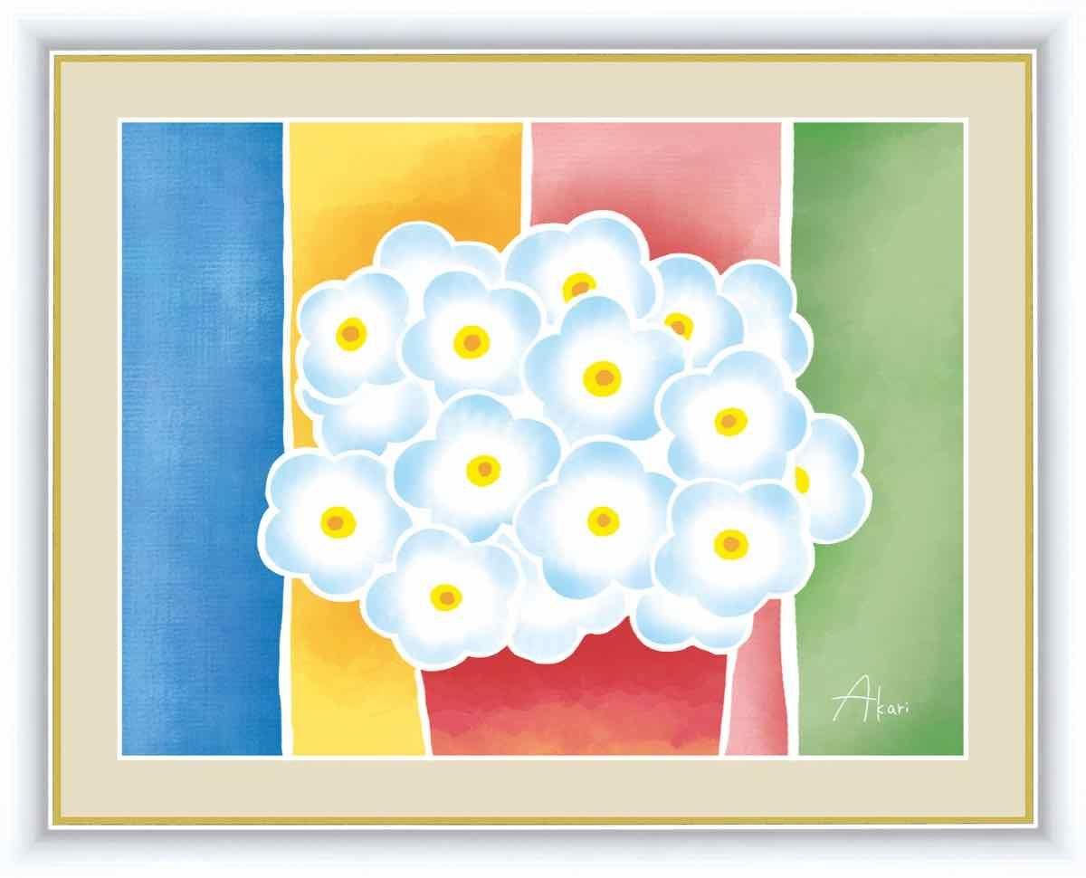絵画 ちょっと気になる植物たち 青い花の鉢植え 春田 あかり 手彩仕上 高精細巧芸画 Lサイズ