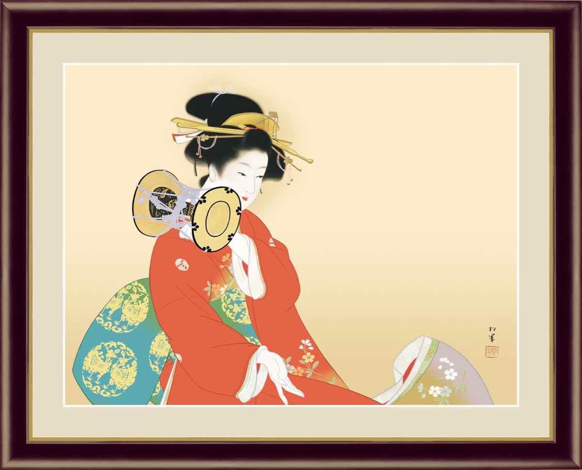 日本の名画 日本画 鼓の音 上村 松園 手彩仕上 高精細巧芸画 ゆうパケット Sサイズ