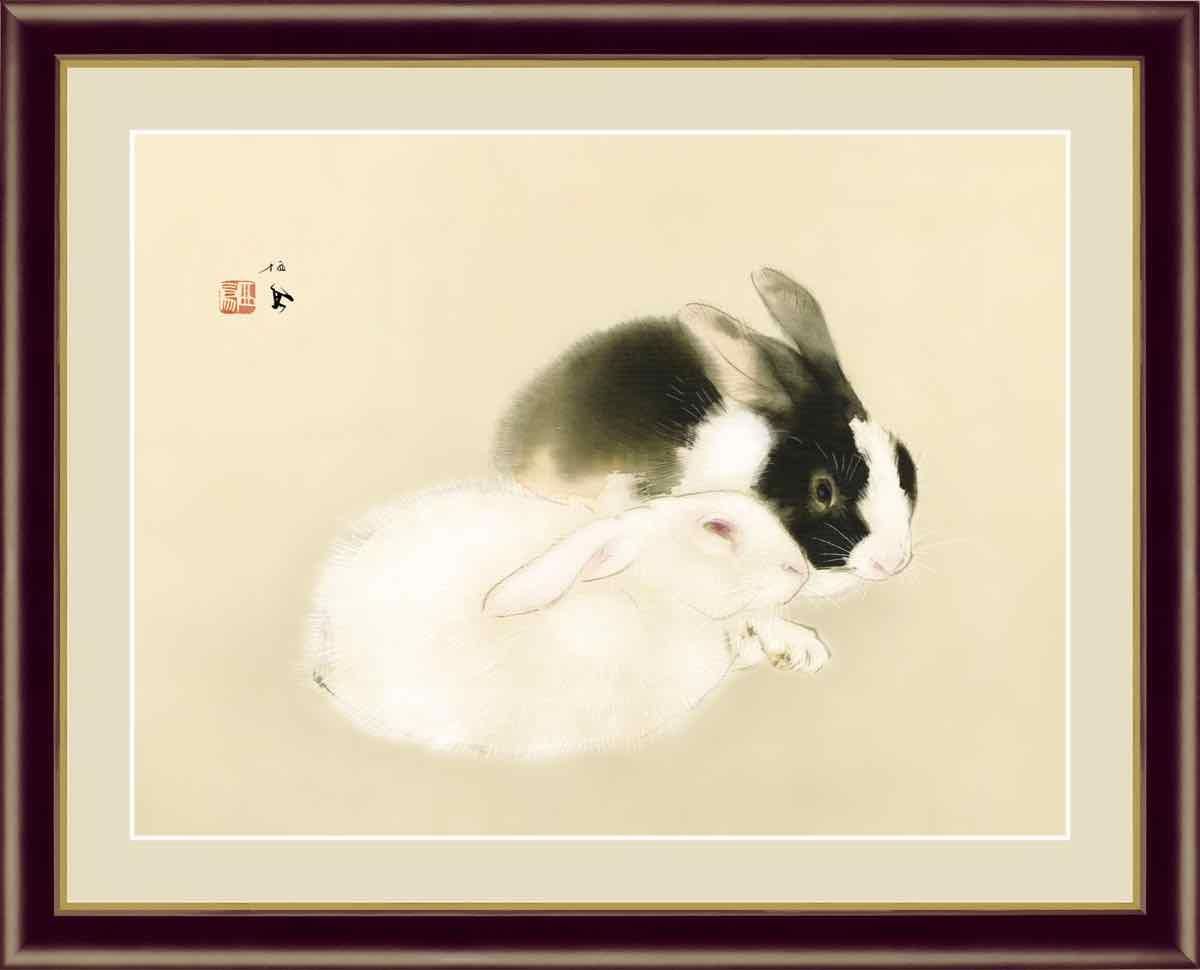 日本の名画 日本画 宇佐幾(うさぎ) 竹内 栖鳳 手彩仕上 高精細巧芸画 Lサイズ