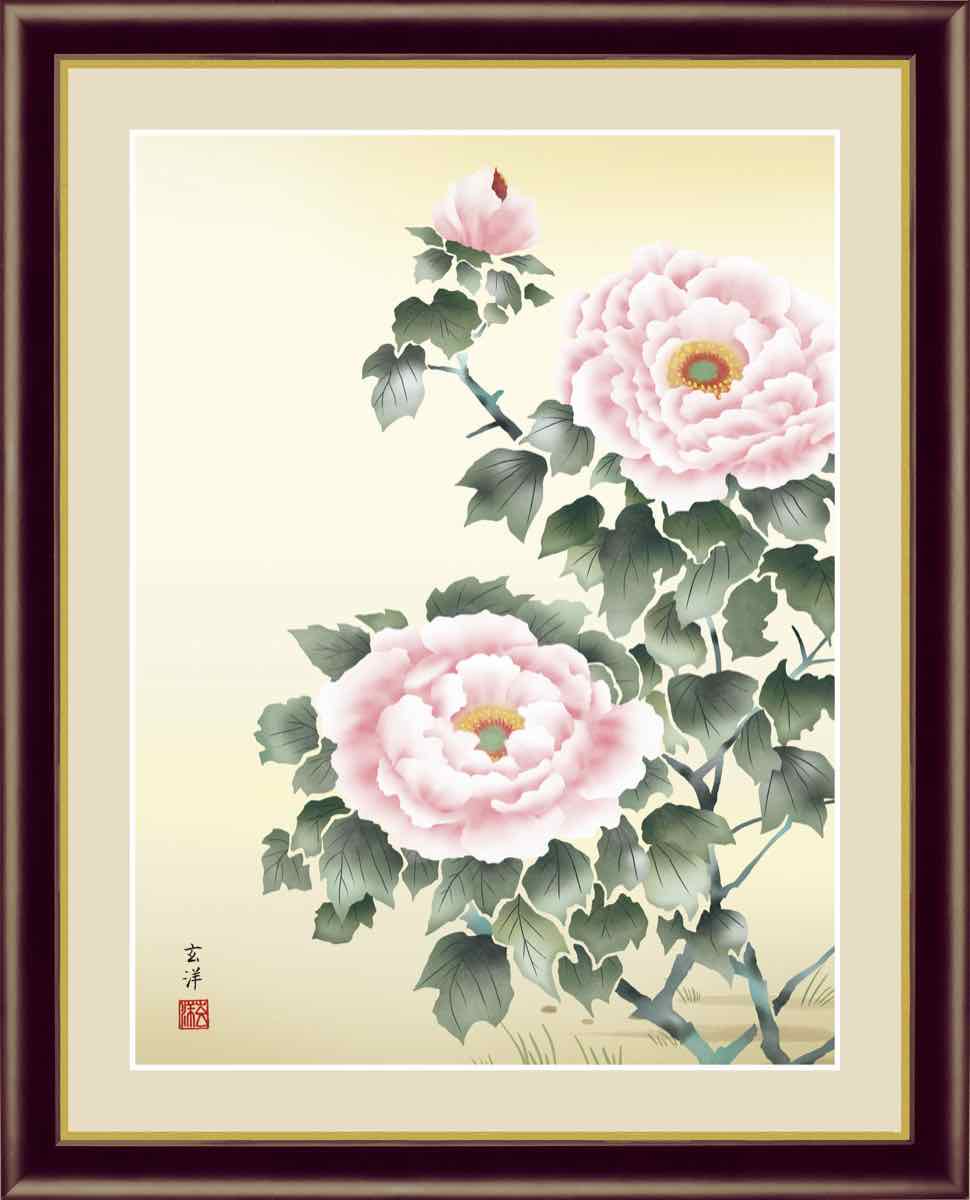 日本画 花鳥画 年中飾り 冨貴花 ふうきか 近藤 玄洋 手彩仕上 高精細巧芸画 ゆうパケット Sサイズ 絵画や壁掛け販売 日本 唯一の風景専門店 R あゆわら